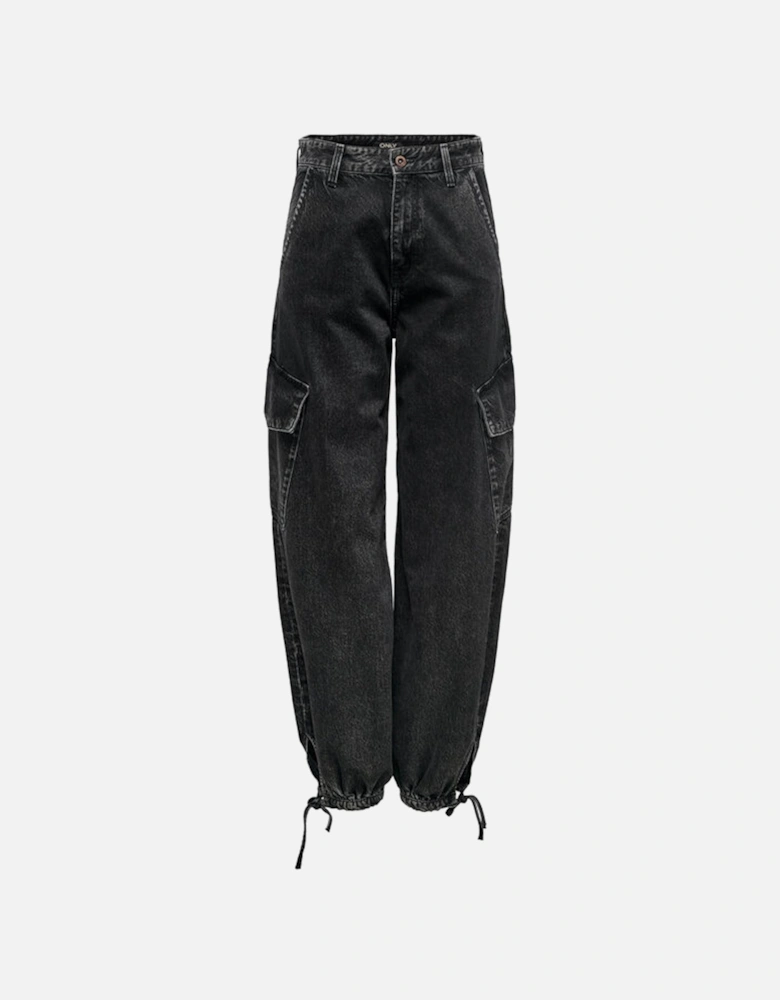 ONLNEW Cargo Pants Drawstring Hem Women - Black Jeans
