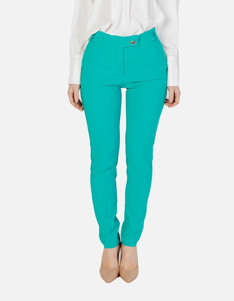 Classic Tailored Trousers with Zip and Button Women - Green