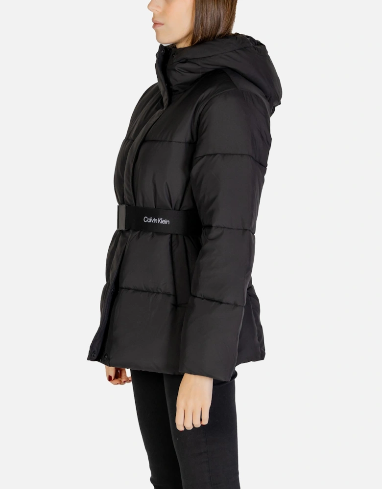 Zip-Up Plain Black Jacket with Front Pockets Women Jackets
