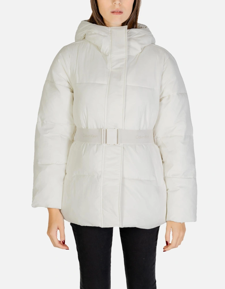 Zip-Up Plain Jacket with Front Pockets Women - White Jackets