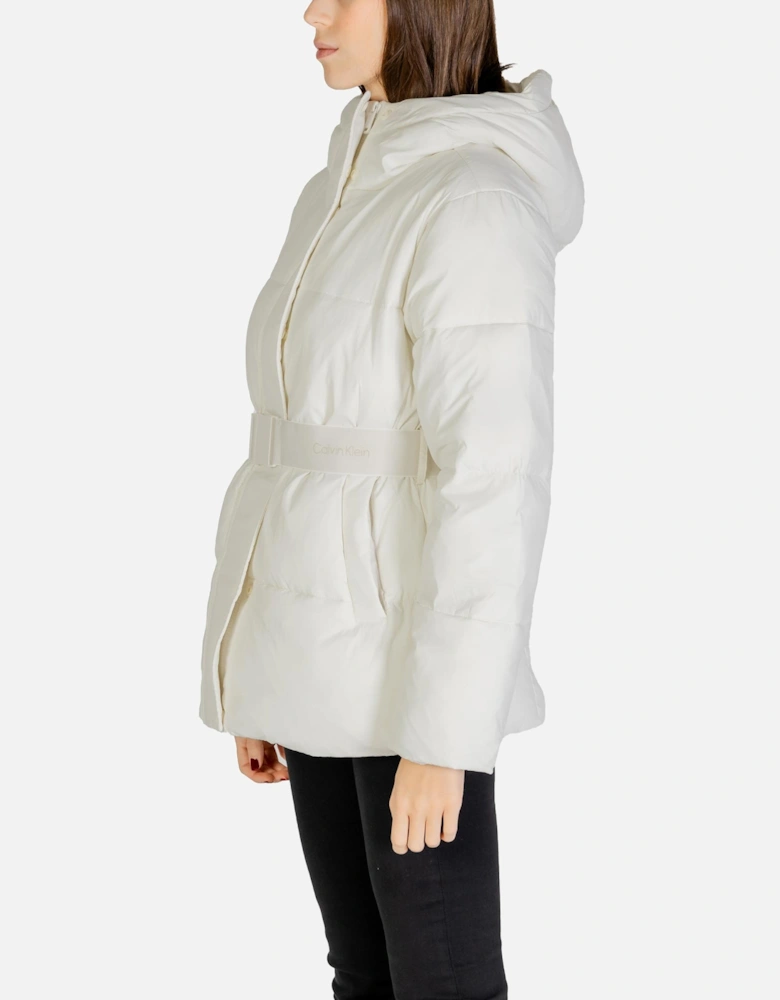 Zip-Up Plain Jacket with Front Pockets Women - White Jackets