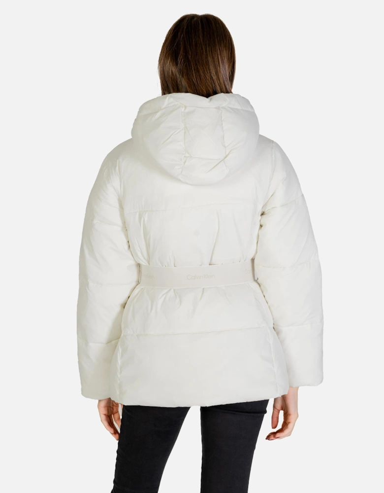 Zip-Up Plain Jacket with Front Pockets Women - White Jackets