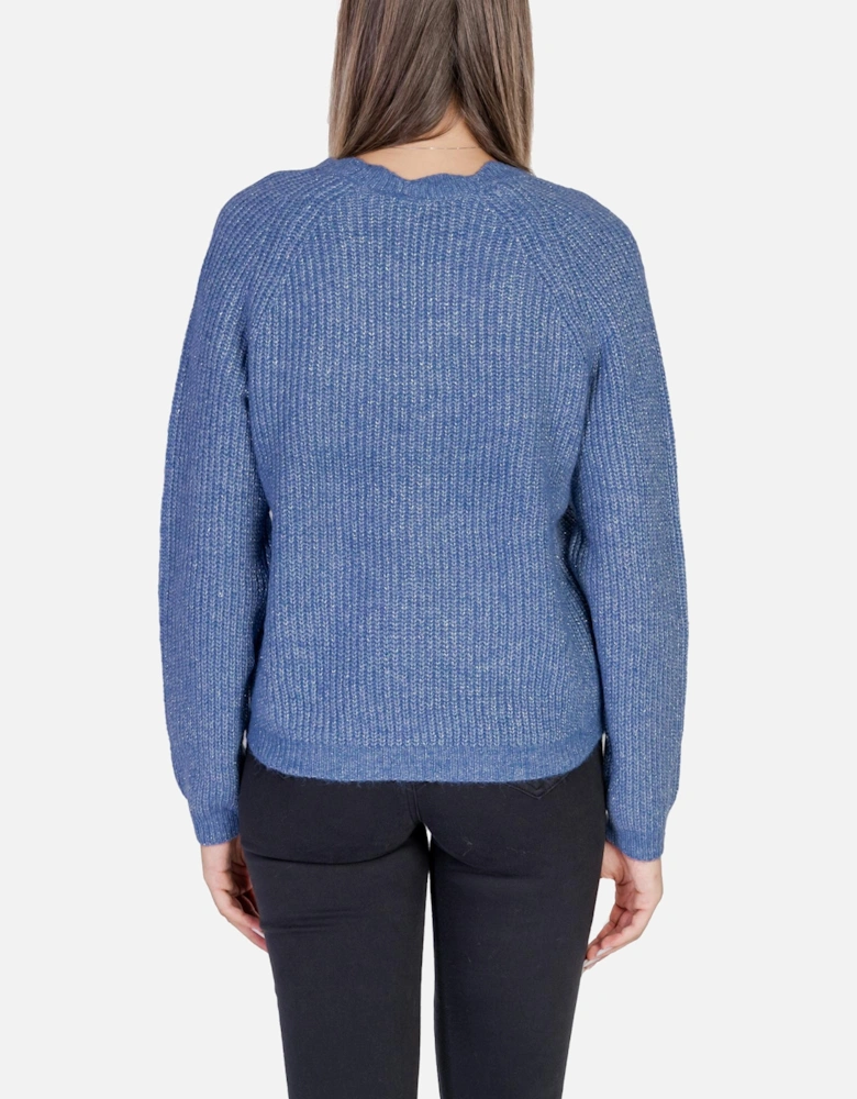 V-Neck Button-Up Long Sleeve Cardigan Women - Blue Sweaters