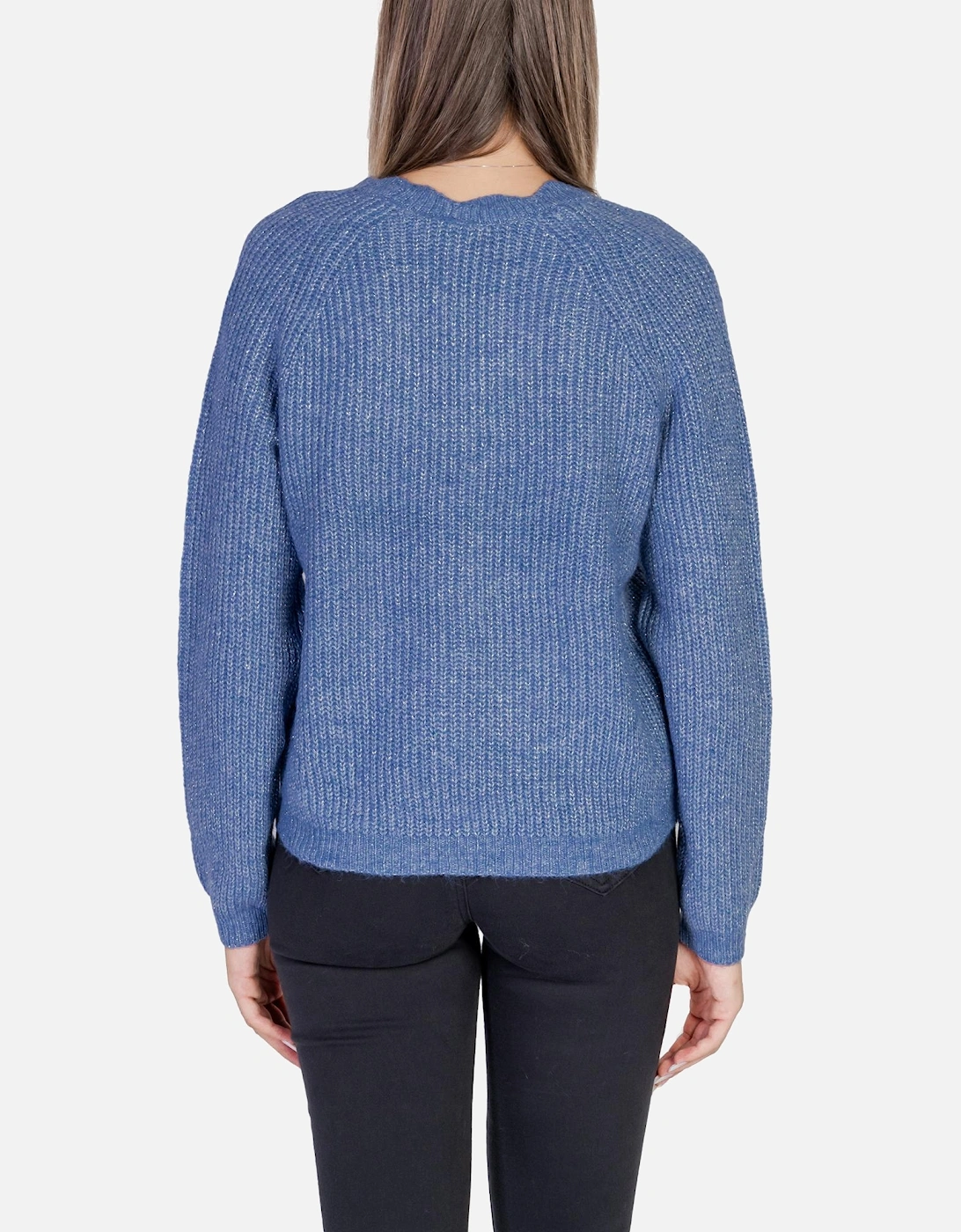 V-Neck Button-Up Long Sleeve Cardigan Women - Blue Sweaters