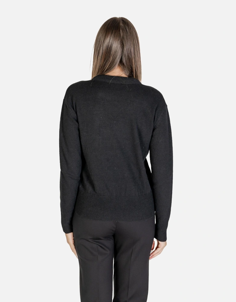 Round Neck Long Sleeve Knitwear Women - Black