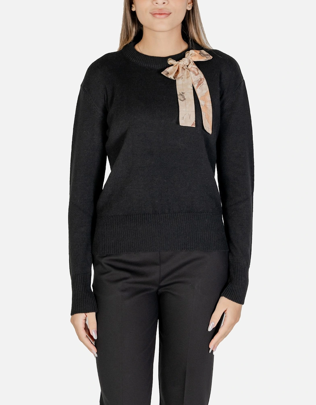 Round Neck Long Sleeve Knitwear Women - Black, 4 of 3