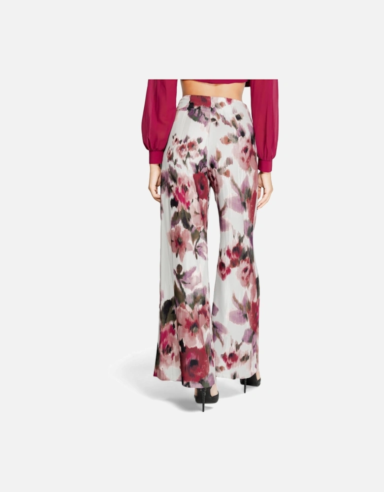 Floral Print Trousers with Zip Fastening Women - Bordeaux