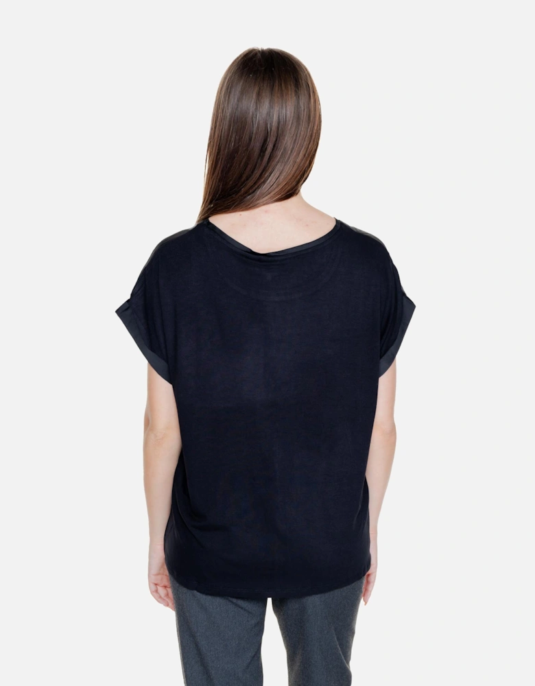 Black Cotton Slip-On Round Neck Top Women