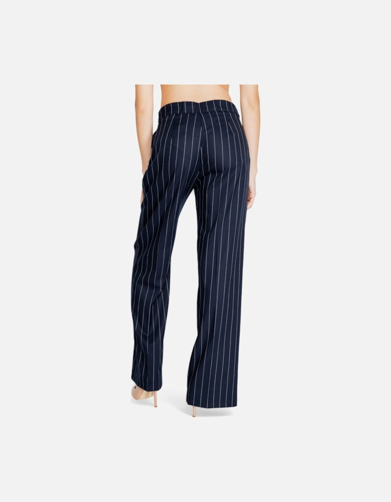 Pinstripe Zip-Fastened Trousers with Front Pockets Women - Blue