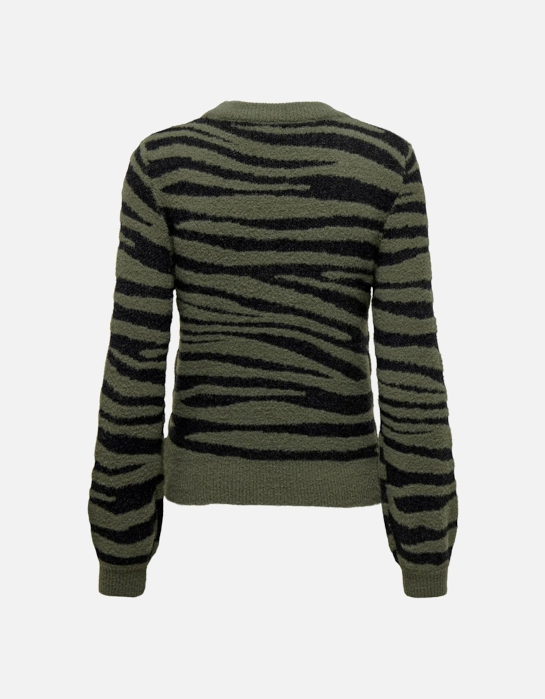 Leopard Print Knitwear with Long Sleeves Women - Green