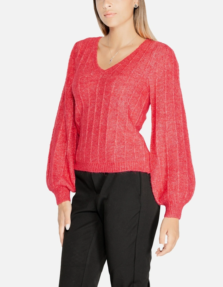 Red V-Neck Knitwear for Women