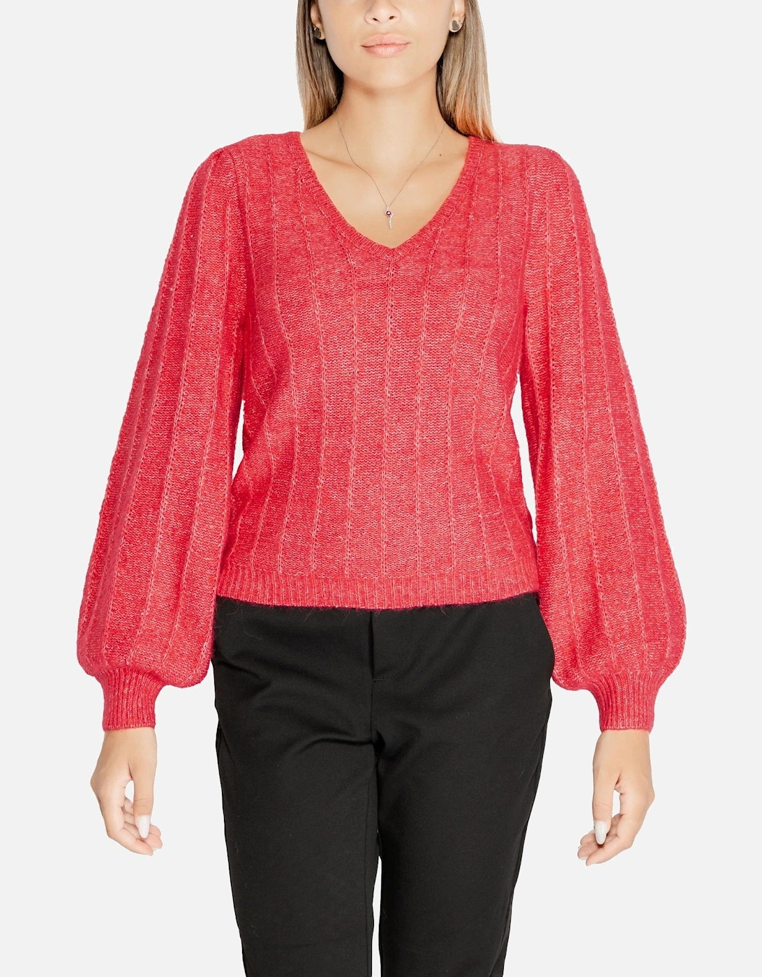 Red V-Neck Knitwear for Women, 4 of 3
