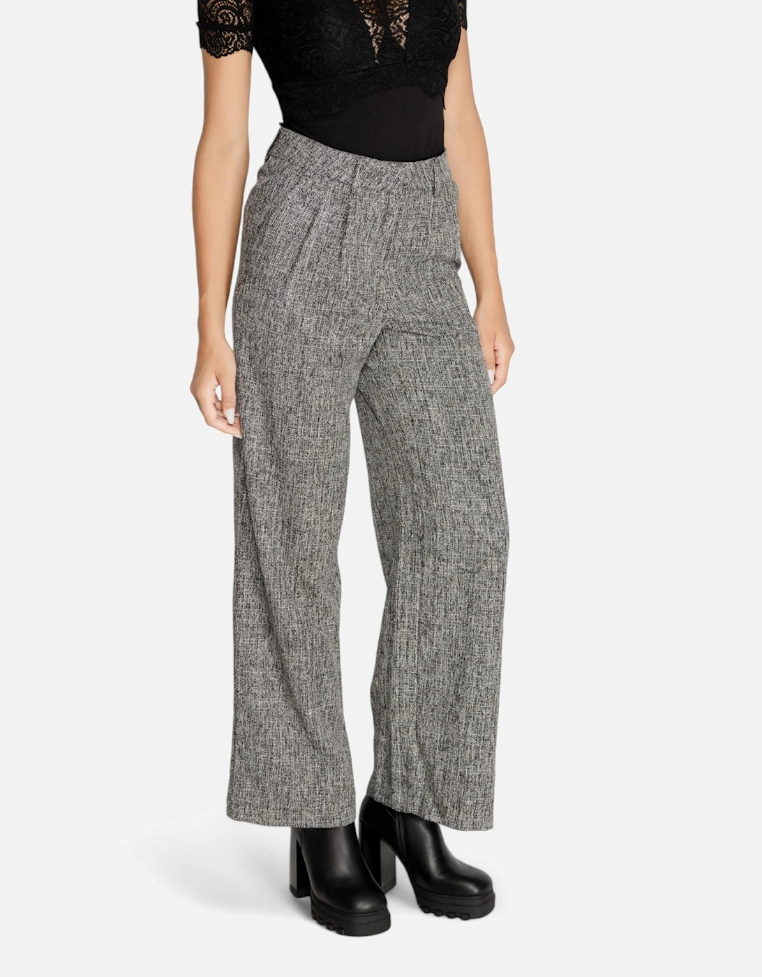Black Marl Trousers with Back Pockets and Zip Fastening Women