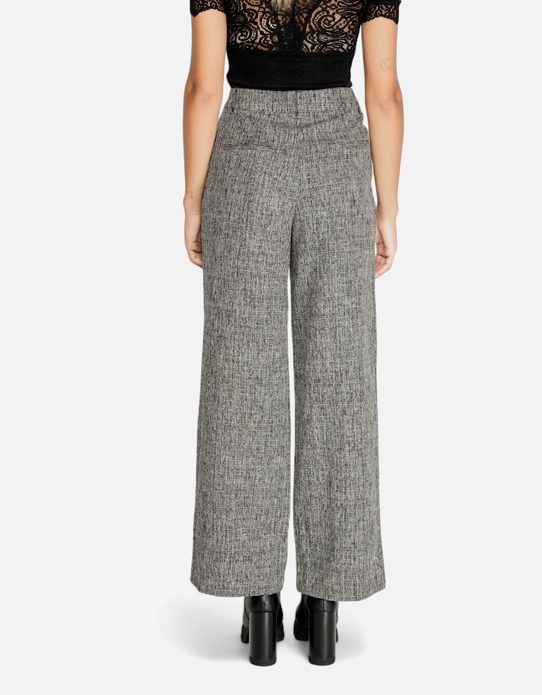 Black Marl Trousers with Back Pockets and Zip Fastening Women