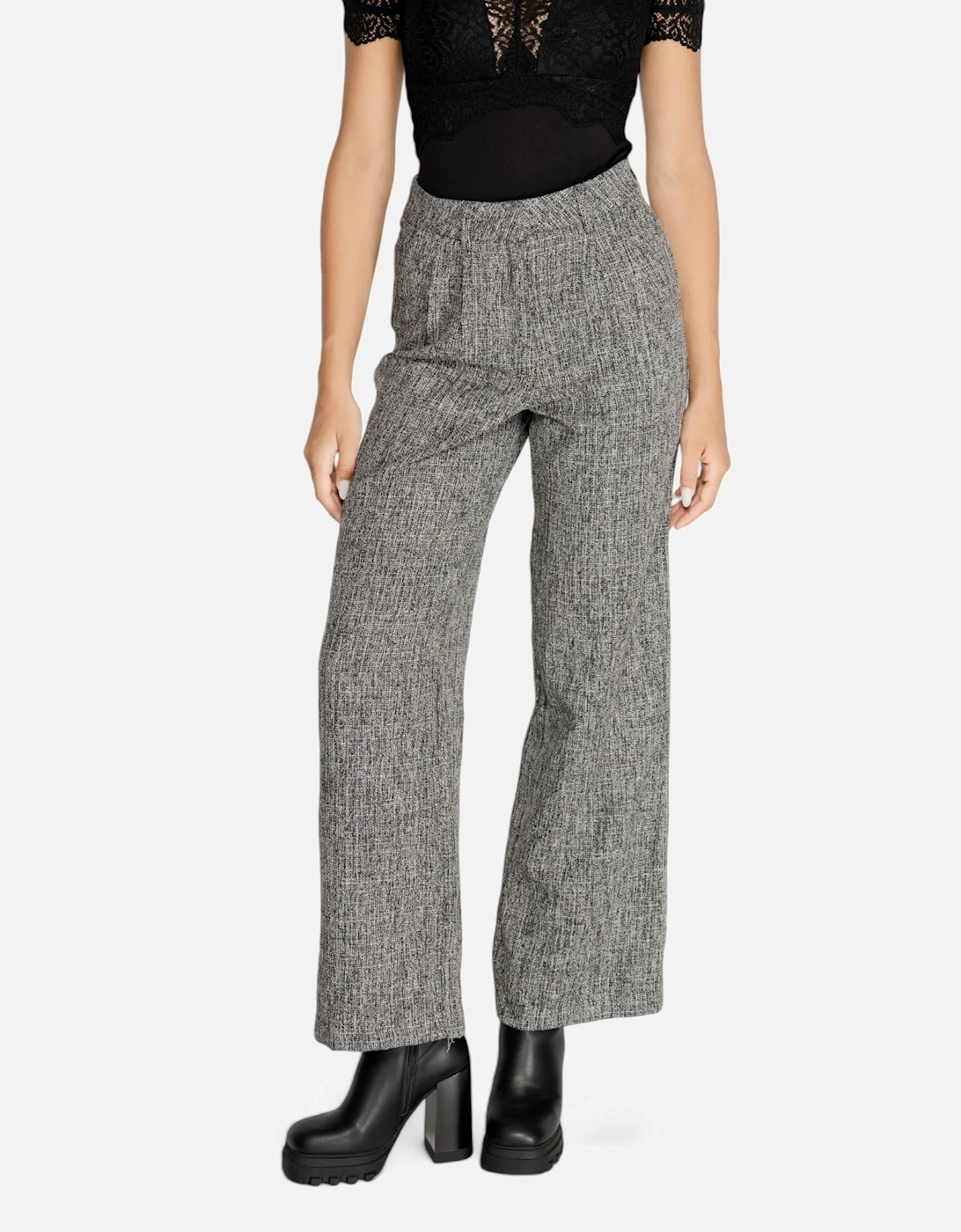 Black Marl Trousers with Back Pockets and Zip Fastening Women, 4 of 3