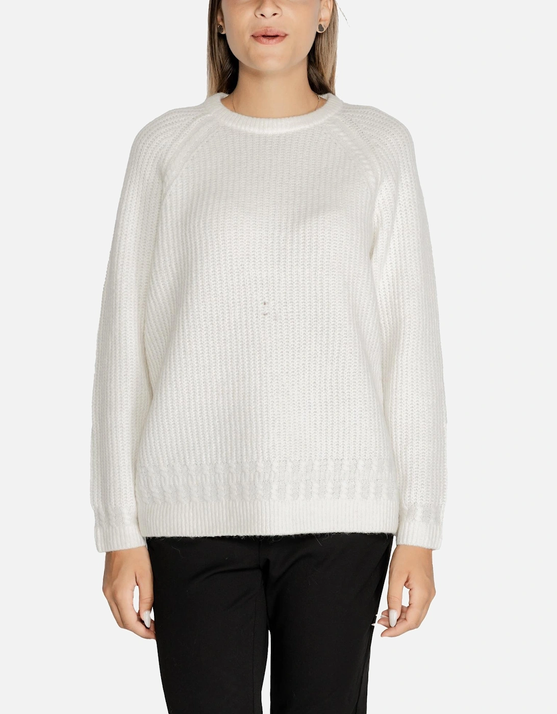 White Long Sleeve Round Neck Knitwear Women, 4 of 3