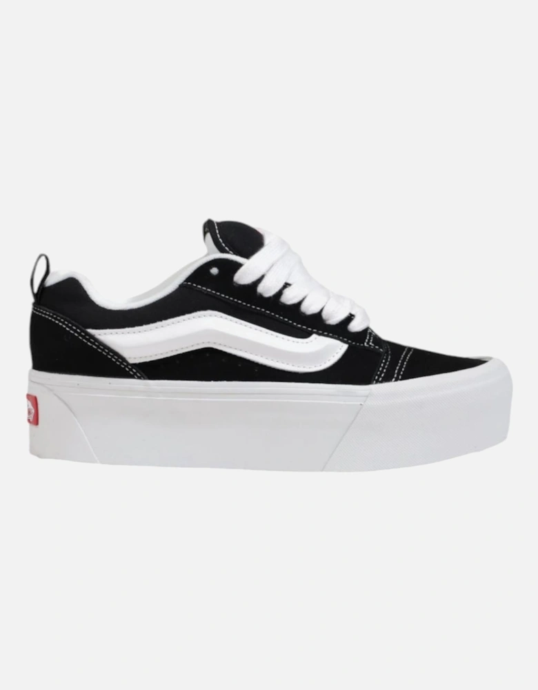 Black Leather Lace-up Sneakers Women