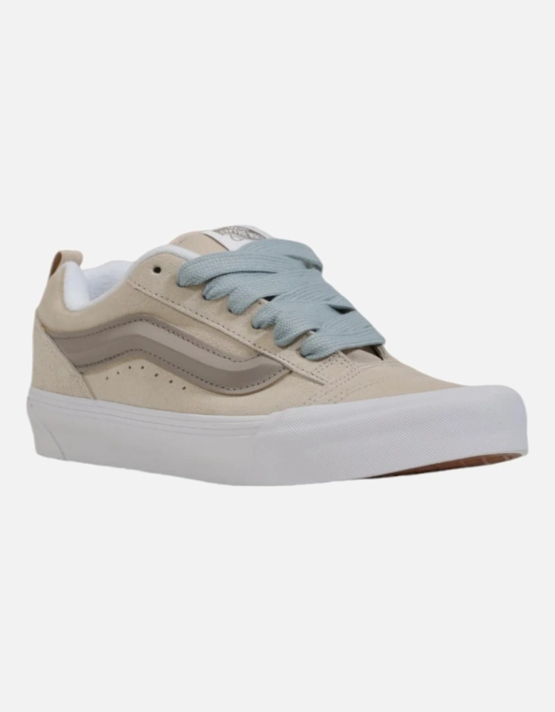 Beige Leather Sneakers with Rubber Sole for Women