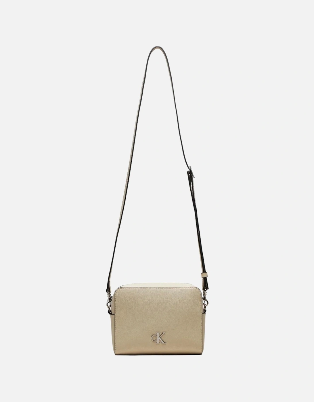 Beige Zippered Shoulder Bag in Polyurethane Material Women, 4 of 3