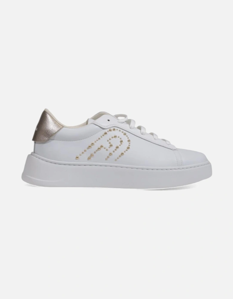 White Leather Sneakers with Rubber Sole Women