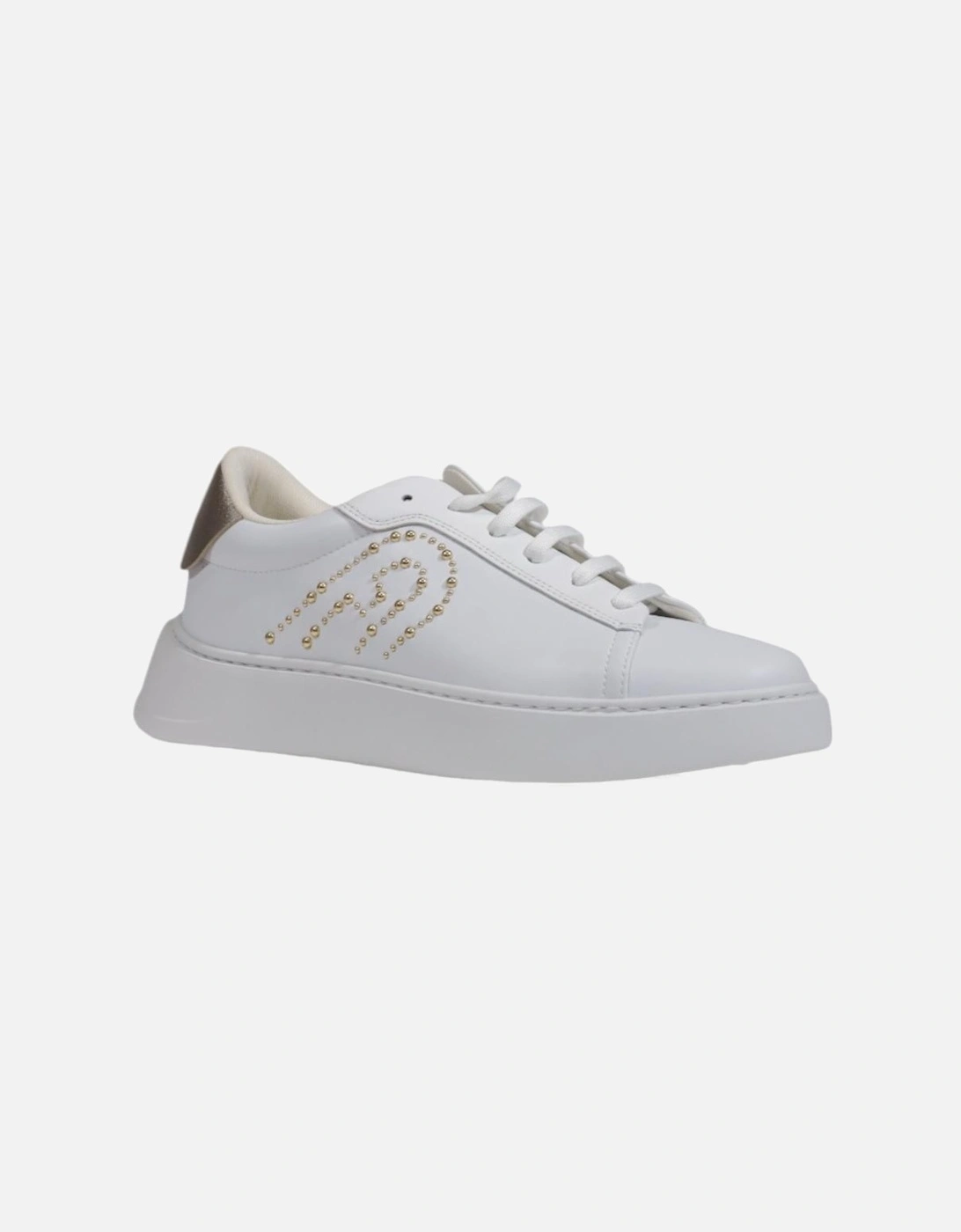 White Leather Sneakers with Rubber Sole Women