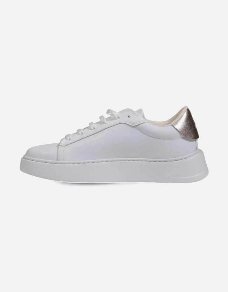 White Leather Sneakers with Rubber Sole Women