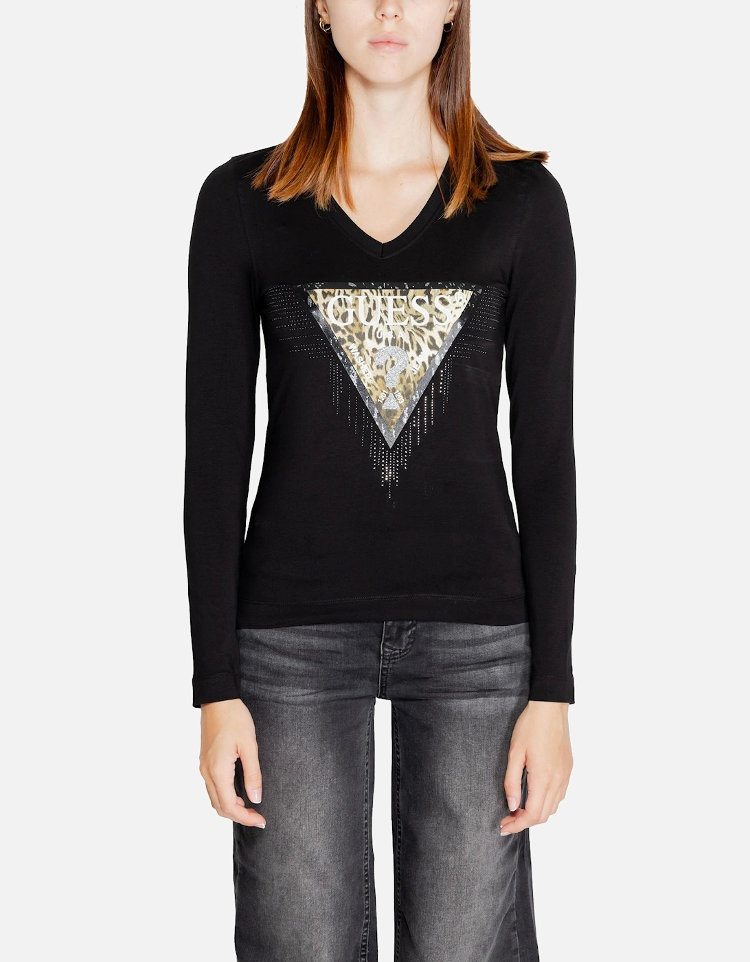 Black Printed Long Sleeve T-Shirt for Women Shirts, 4 of 3