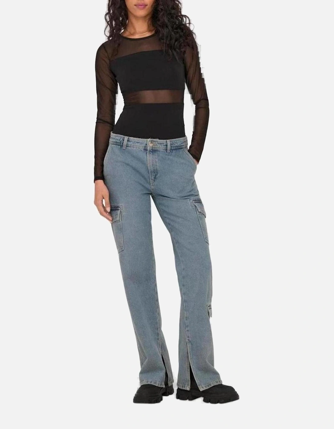Womens Long Sleeve Black Cotton Blend Underwear