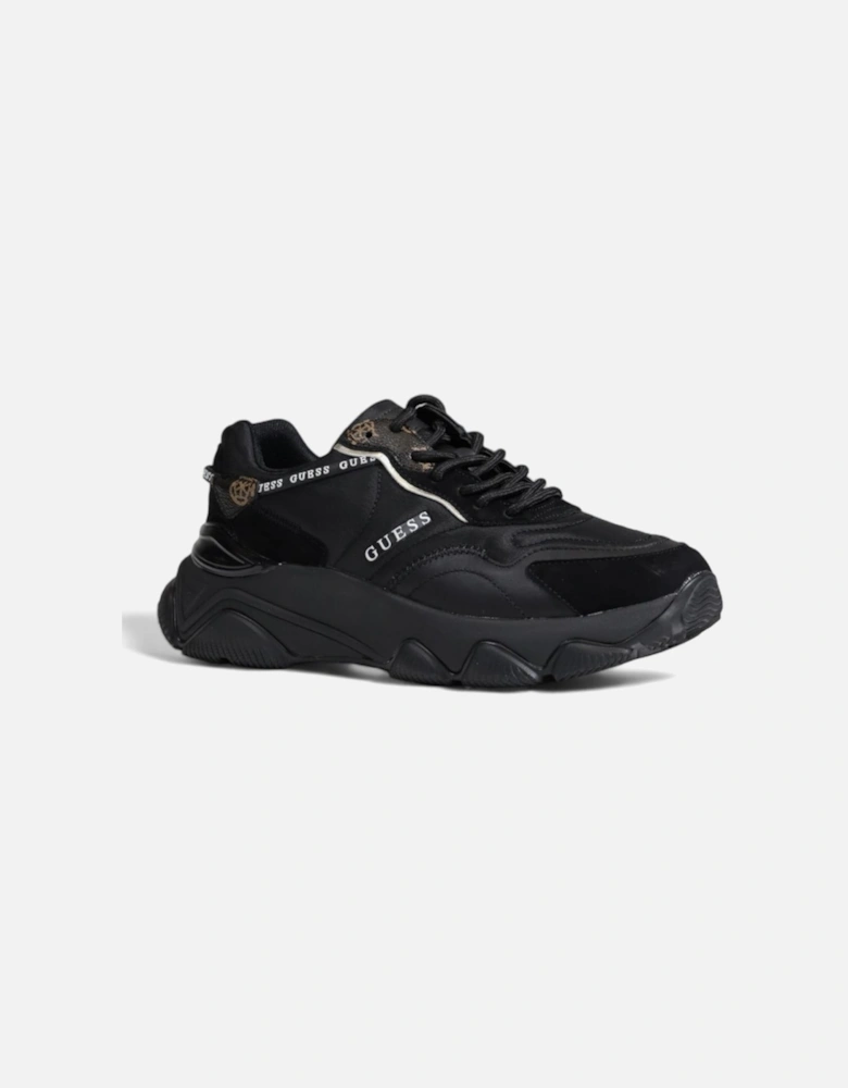 Black Lace-Up Rubber Sneakers Women
