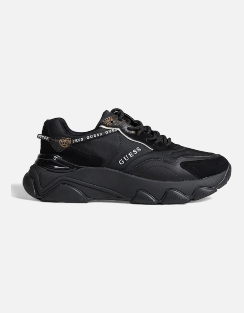 Black Lace-Up Rubber Sneakers Women