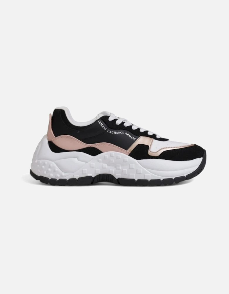 Black Lace-Up Polyester Sneakers Women