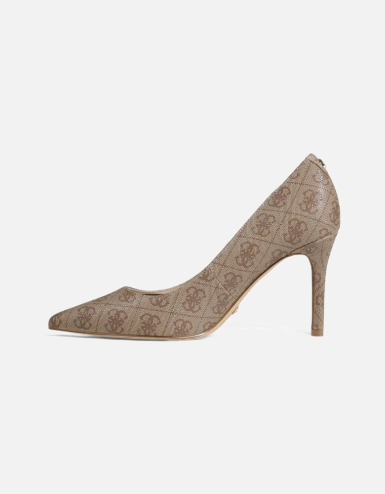 Beige Printed Womens Pumps Shoes