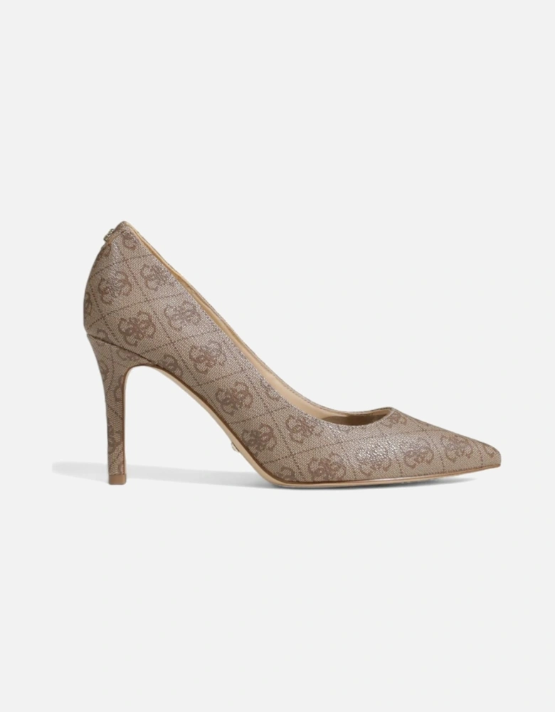 Beige Printed Womens Pumps Shoes