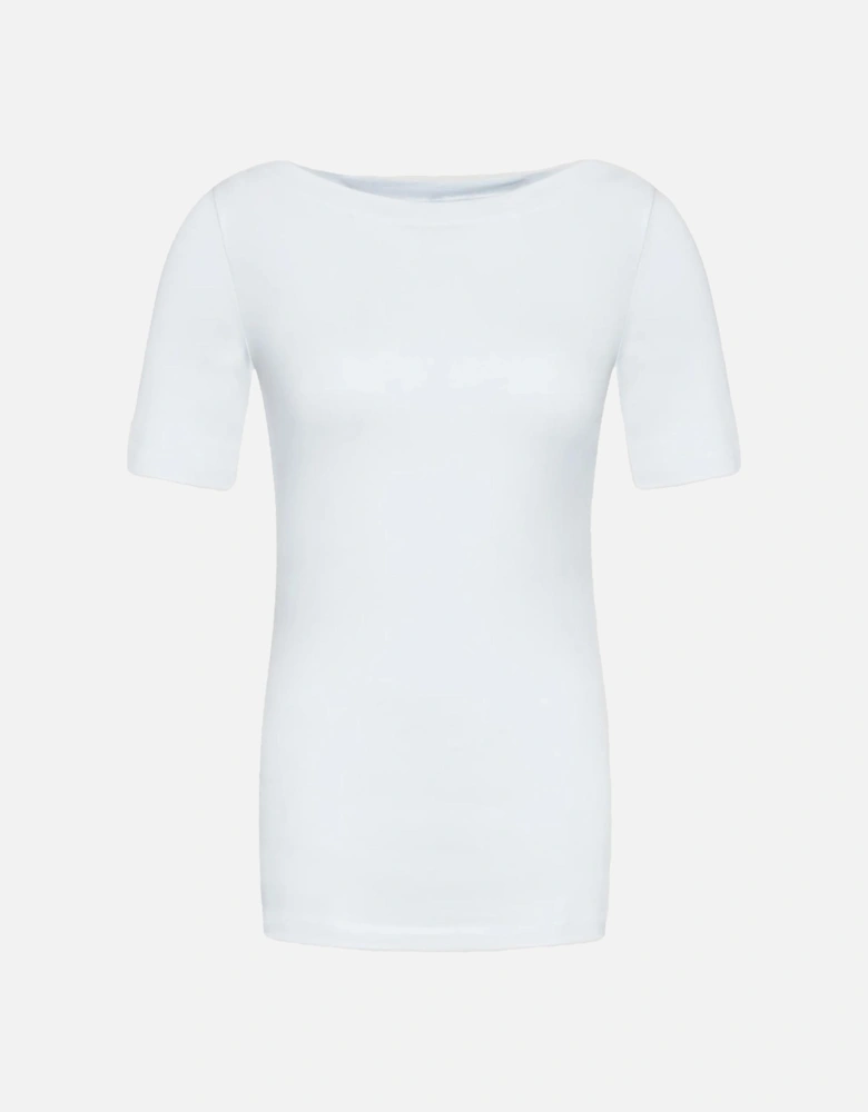 White Viscose Short Sleeve Round Neck Top Women