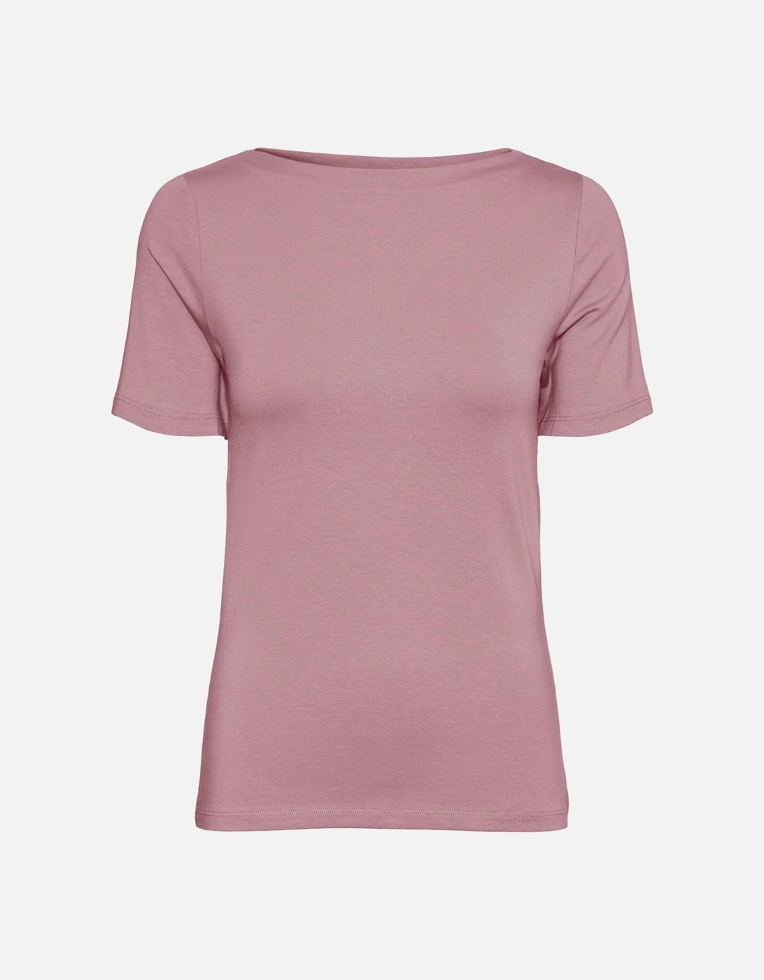 Plain Pink Slip-On Round Neck Top for Women, 4 of 3