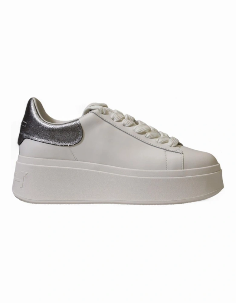 White Leather and Fabric Sneakers with Rubber Sole - Article Code MOBY