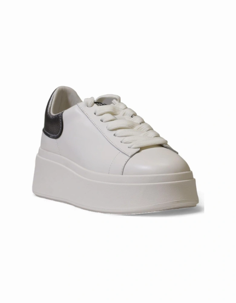 White Leather and Fabric Sneakers with Rubber Sole - Article Code MOBY