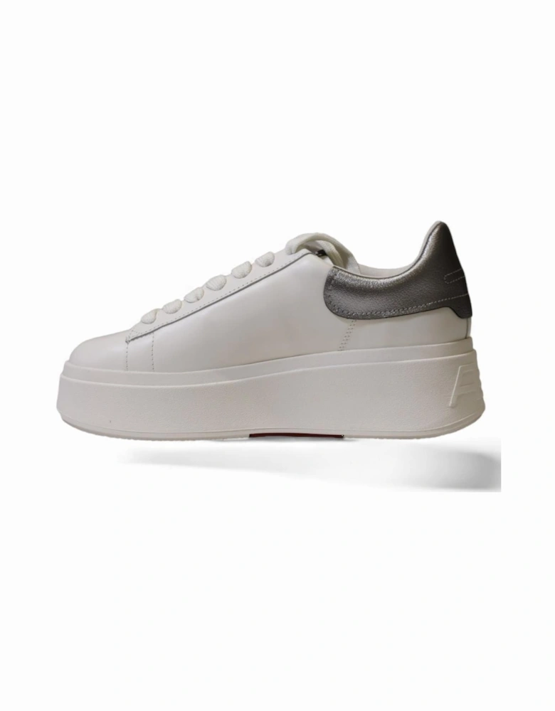 White Leather and Fabric Sneakers with Rubber Sole - Article Code MOBY