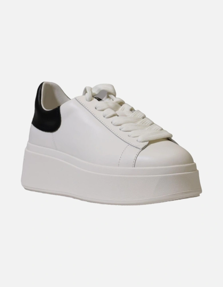 White Plain Leather and Fabric Sneakers with Rubber Sole Women