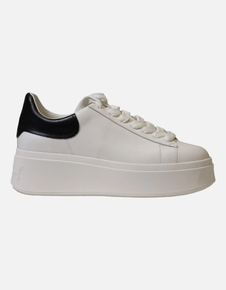 White Plain Leather and Fabric Sneakers with Rubber Sole Women