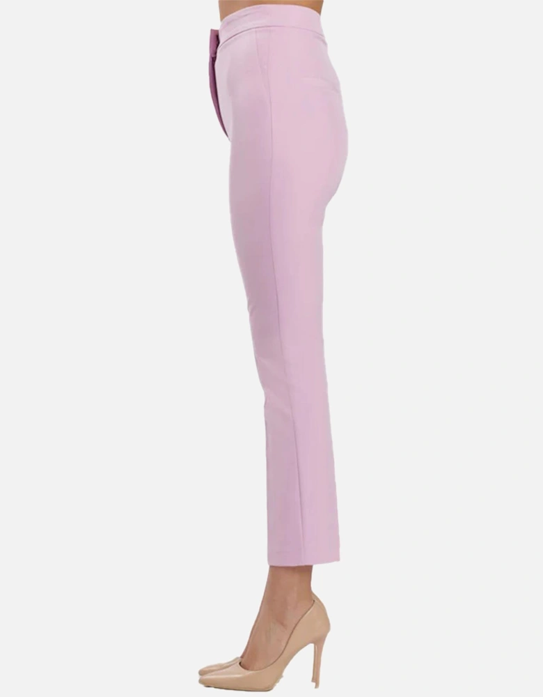 Womens Plain Pink Trousers with Zip Fastening