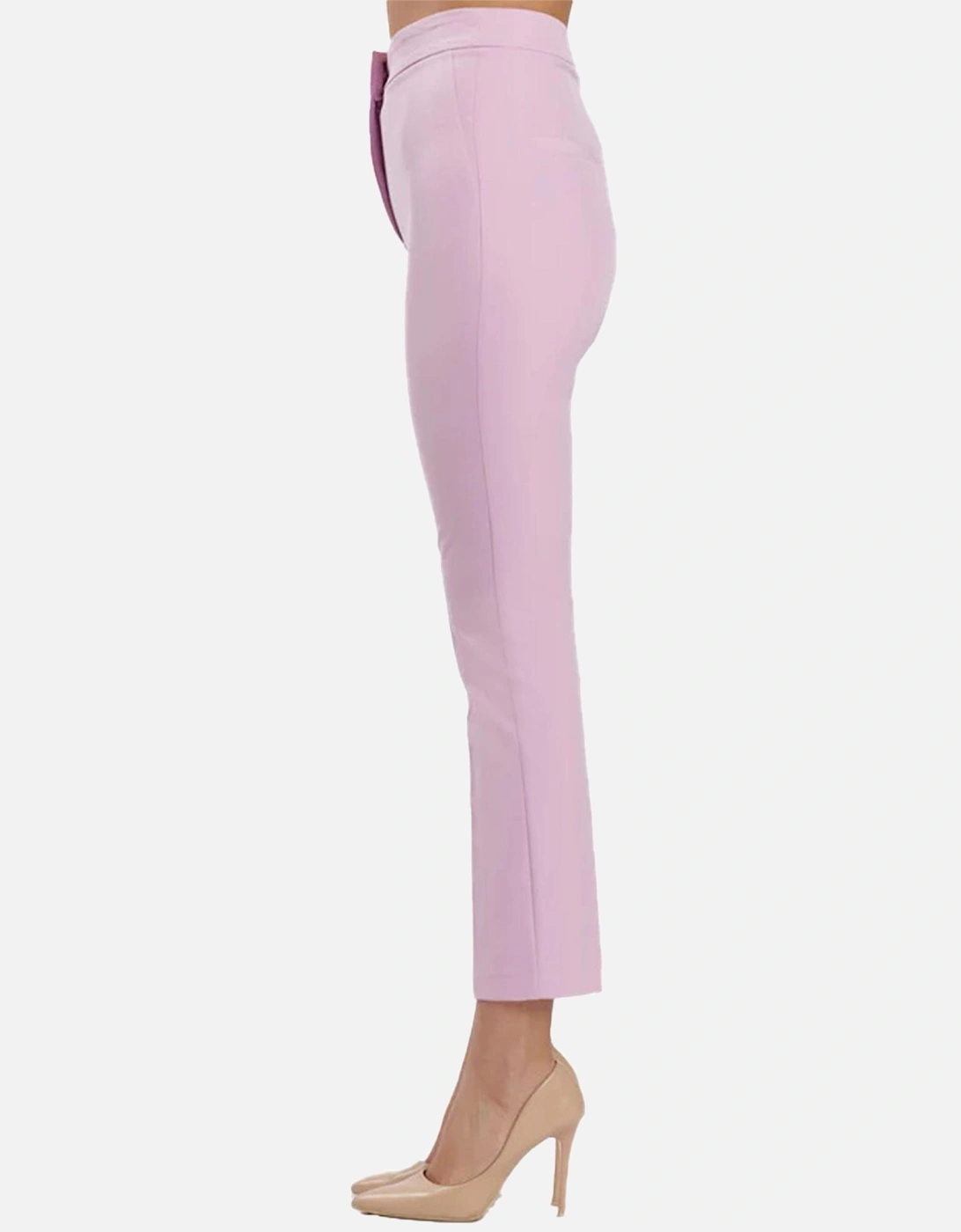 Womens Plain Pink Trousers with Zip Fastening