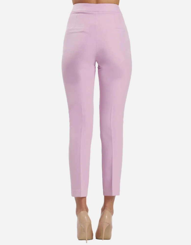 Womens Plain Pink Trousers with Zip Fastening