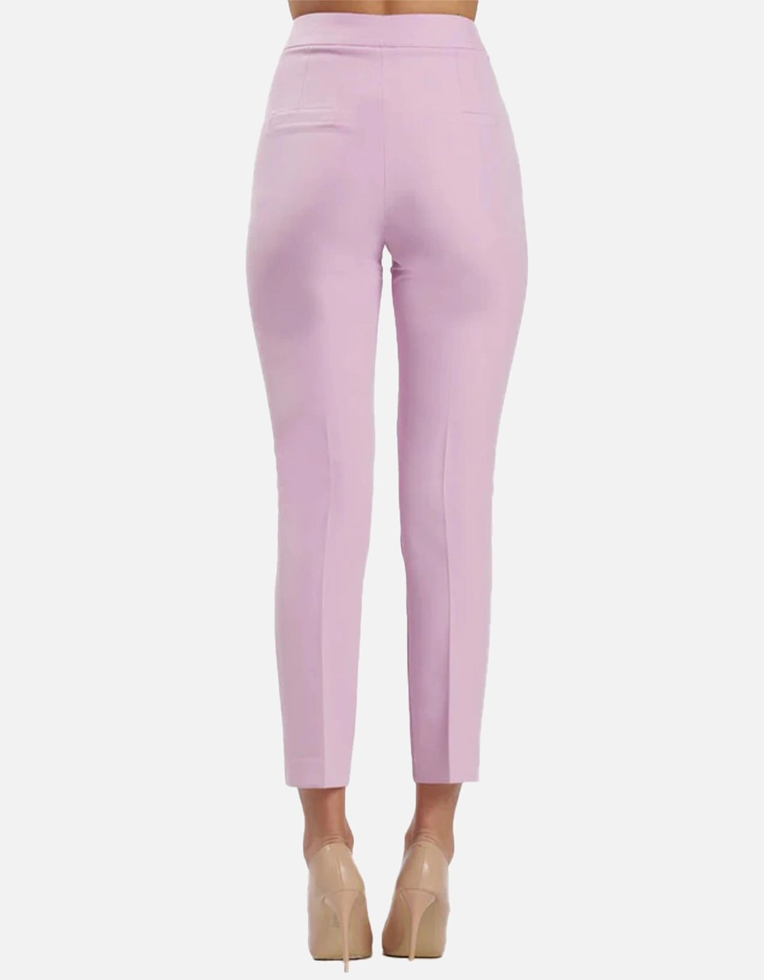 Womens Plain Pink Trousers with Zip Fastening