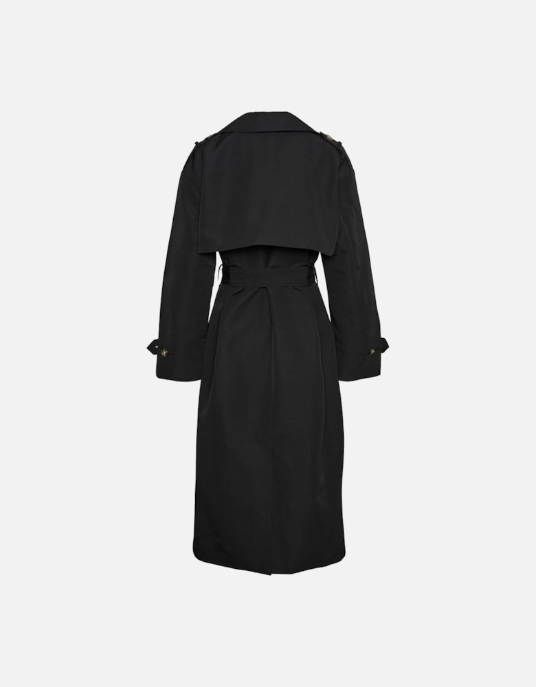Black Plain Buttoned Jacket - 100% Polyester Women Jackets