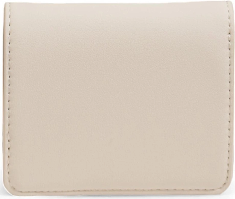Beige Plain Wallet with Clip Fastening Women