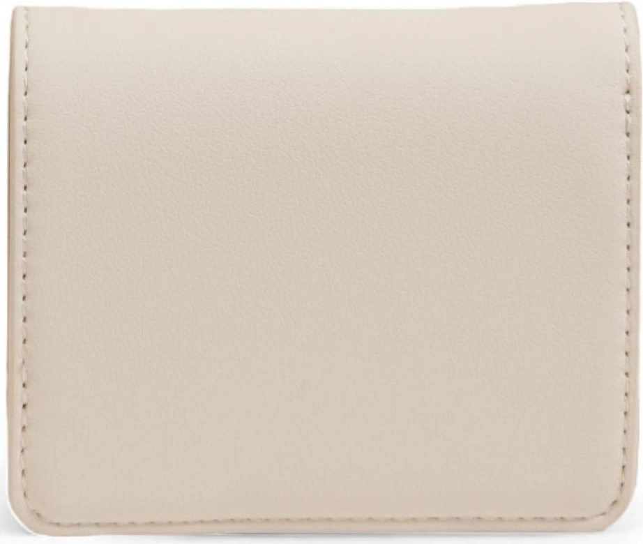 Beige Plain Wallet with Clip Fastening Women