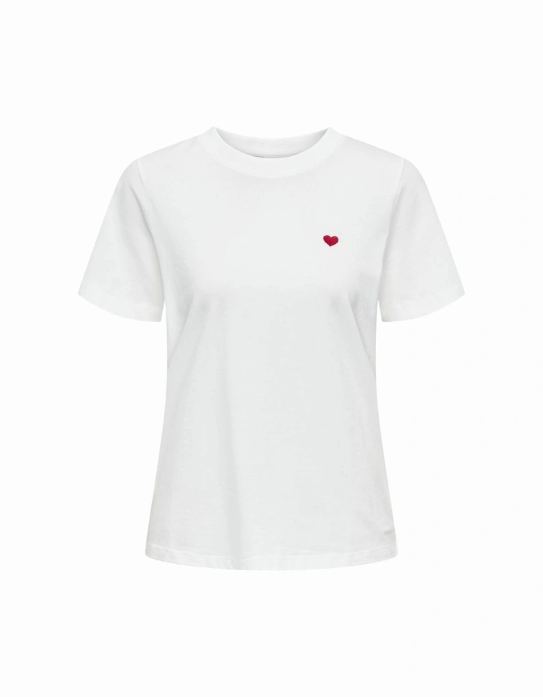 White Short Sleeve Round Neck T-shirt Women Shirts