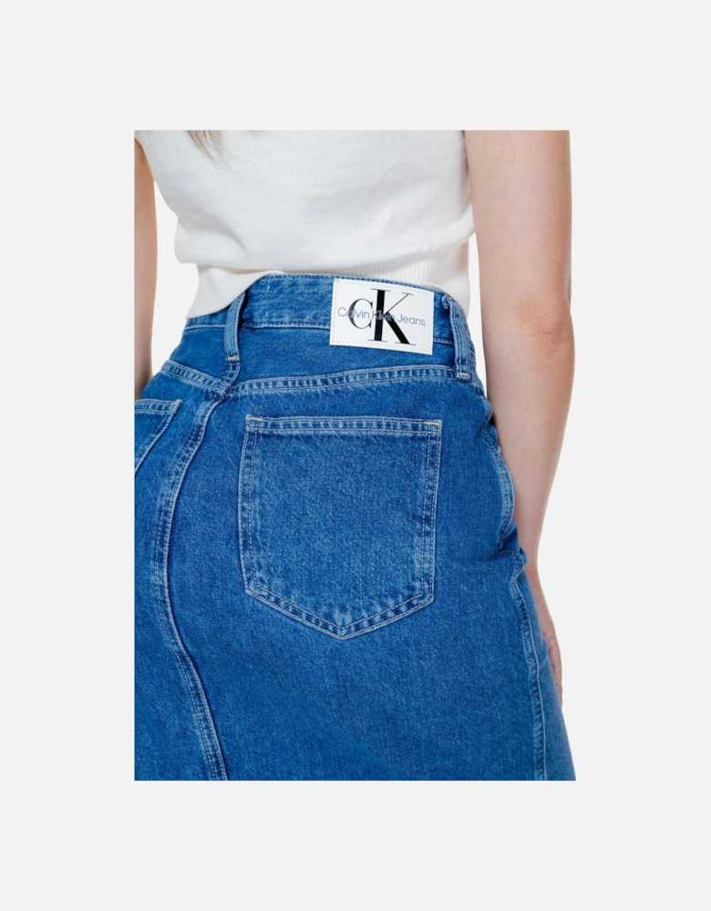 Blue Plain Cotton Womens Skirt