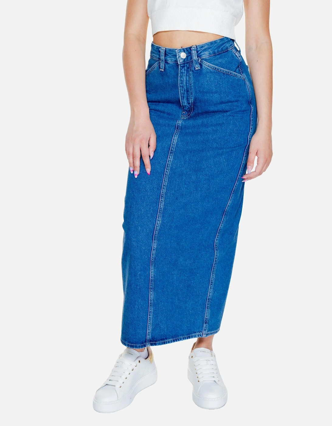 Blue Plain Cotton Womens Skirt, 4 of 3